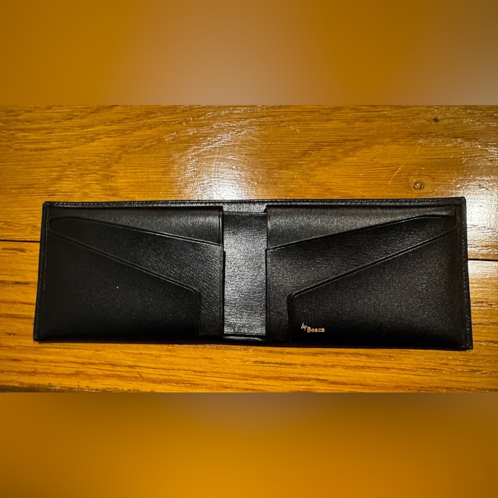 Bosca Hello-Touch Cowhide Bifold Wallet Black Leather. New Minimalist Vintage - Picture 4 of 11